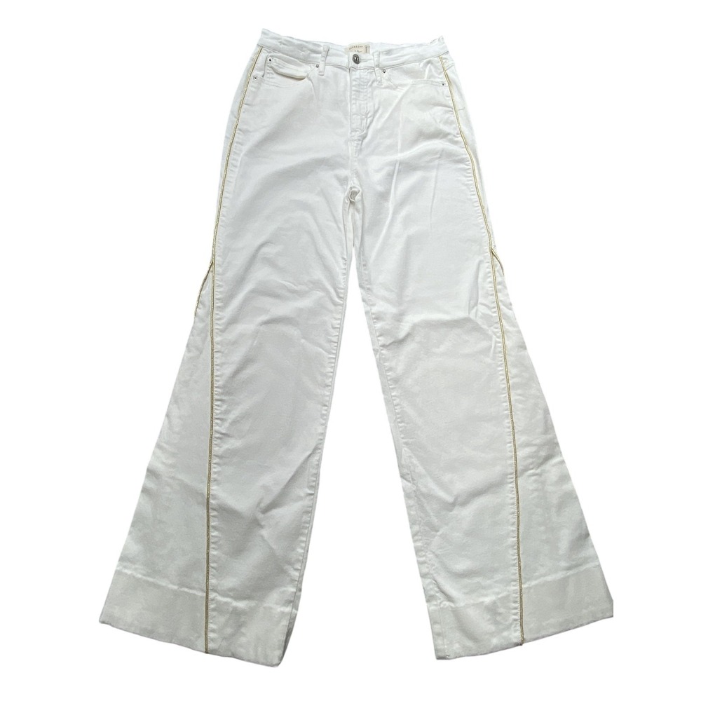 Nicole Miller Artelier Jeans Womens Size 28 White Thompson Wide Leg Stretch